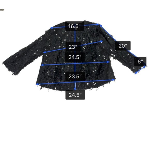 Chicos Womens Black Embroidered Sheer Jacket Sequins Details Sz 3 - Picture 9 of 10